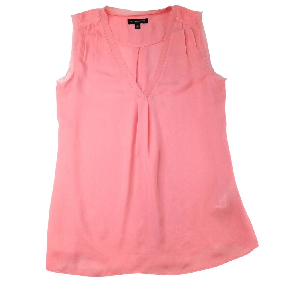 Banana Republic‎ Coral Pink Sleeveless V Neck Tunic Top Blouse Women's Size S